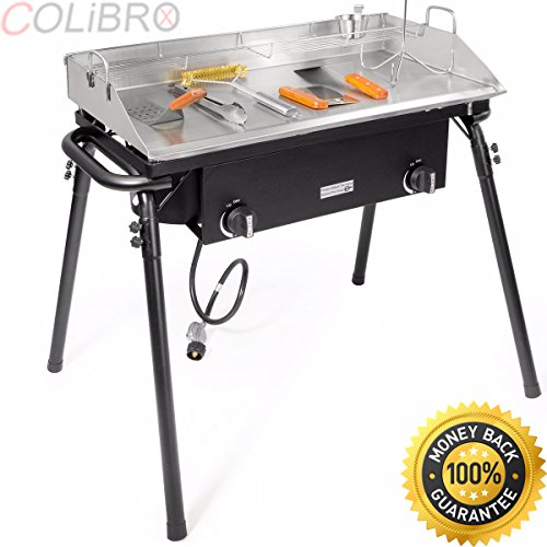 Buy COLIBROX9pc lpg Propane double Stove Burner w flat griddle