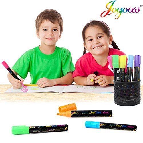 Joyooss 18pcs 6mm Highlighter Fluorescent Liquid Chalk Marker Pen, Highlighters for LED Writing Board - Non-Toxic, Safe & Easy to Use, Neon, Great for All Ages