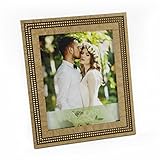 WOODART Gold Beaded Inlay Banding 4-inch x 6-inch Picture Frame Ornate Wooden Photo Frame