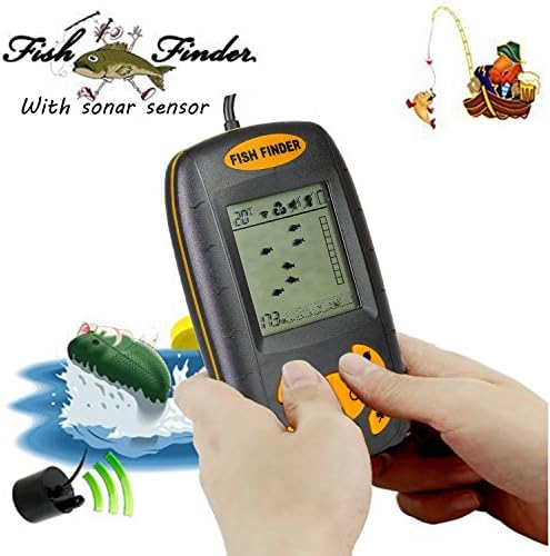 Portable Fish Finder with Round Sonar Sensor Alarm Transducer Fish Finder Water Depth &amp; Temperature Fish finder LCD Display