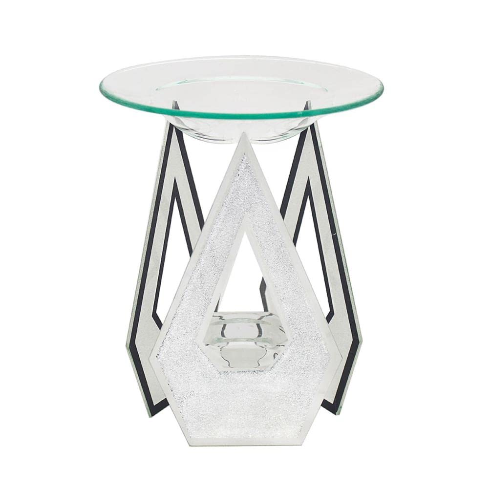 Lesser & Pavey Diamond Shape Glass Oil Burner Tealight Holder White