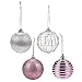 Juvale 28-Pack Christmas Tree Decorations - Glittery Xmas Ball Ornaments in 4 Assorted Designs - Perfect Festive DecorEmbellishments, 2.2 x 2.6 x 2.2 Inches, Pink and Silver