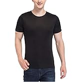 LingDooo Mens Silk T Shirt Soft Undershirt Summer Comfort Breathable Tee Workout Top Casual Sleep Wear No Shrink,Great Gift