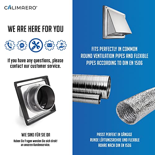 calimaero HWG 6" Dryer Vent Cover Outdoor Walls Cowled External