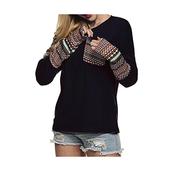 SHOBDW Separación 2020 Moda Mujer Camiseta Manga Larga Labor De Retazos Blusa Tops Cuello Redondo Suelto Primavera Y… | DeHippies.com