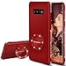Galaxy S10 Case, Henpone Designed Case for Samsung Galaxy S10, with Kickstand Ring Holder Flash Rhinestone Diamond Sparkle Bling Glitter Cover Case for Woman Girls - Red