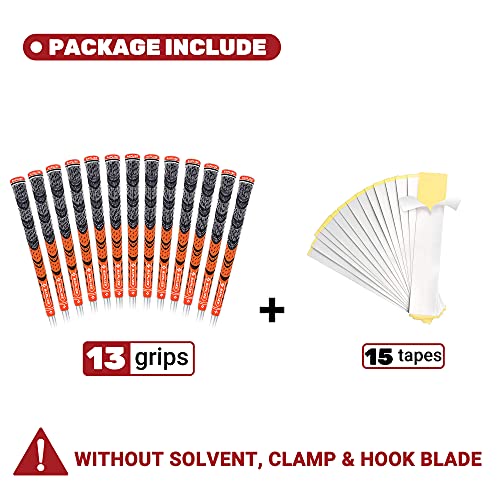 SAPLIZE Golf Grips(13 Grips + 15 Tapes Bundle), Hybrid