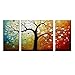 Wieco Art Lucky Tree 3 Piece Modern Stretched and Framed Flowers Artwork 100% Hand Painted Abstract Floral Oil Painting on Canvas Wall Art Ready to Hang for Living Room Bedroom Home Decorations