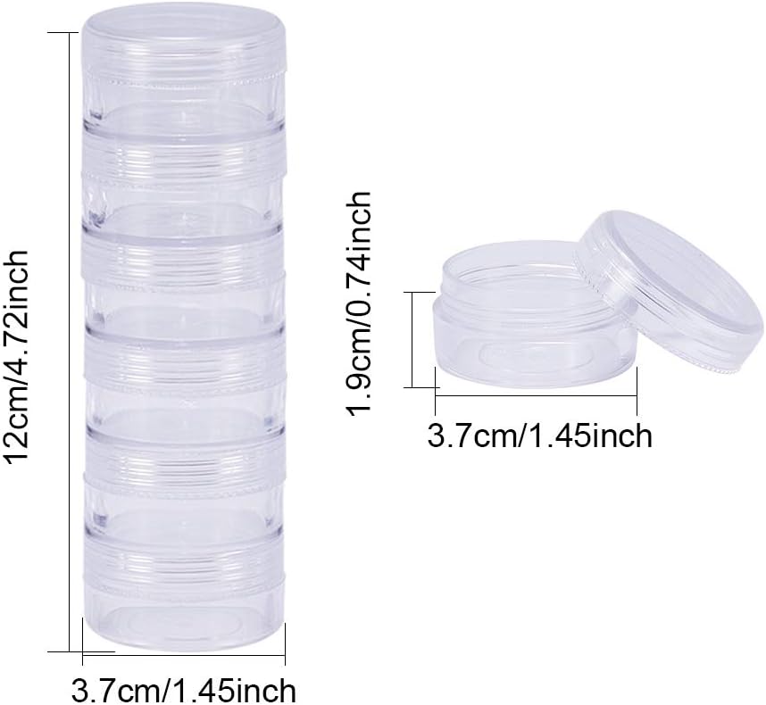 BENECREAT 30 PCS Plastic Stackable Clear Round Bead Container Storage Jars For Crafts,Small Items,Beads,Jewelry Findings - Image 4