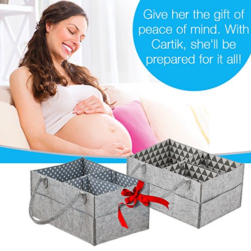 image for Premium Diaper Caddy Organizer Set of 2 – Nursery Basket with Handle