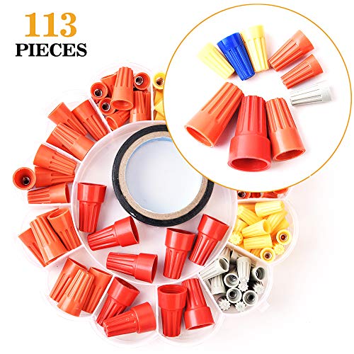 VIGRUE 113PCS Electrical Wire Connectors Screw Terminals,with Spring Insert Twist Nuts Caps Connection Assortment Set
