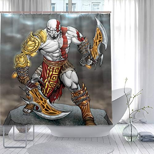 GAOHAT Kartos Shower Curtain Action Adventure Game Fabric Bathroom Decor Set with Hooks, 72W X 72L Inches