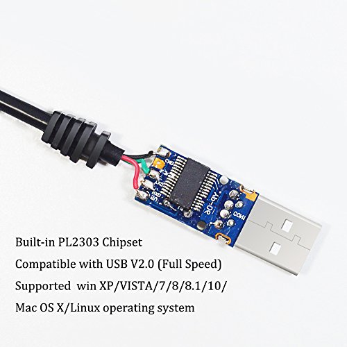 Youngneer PL2303TA USB to TTL Serial Cable for Raspberry Pi BeagleBone Programming Console Debug Cable 3.3Ft 5 Pack