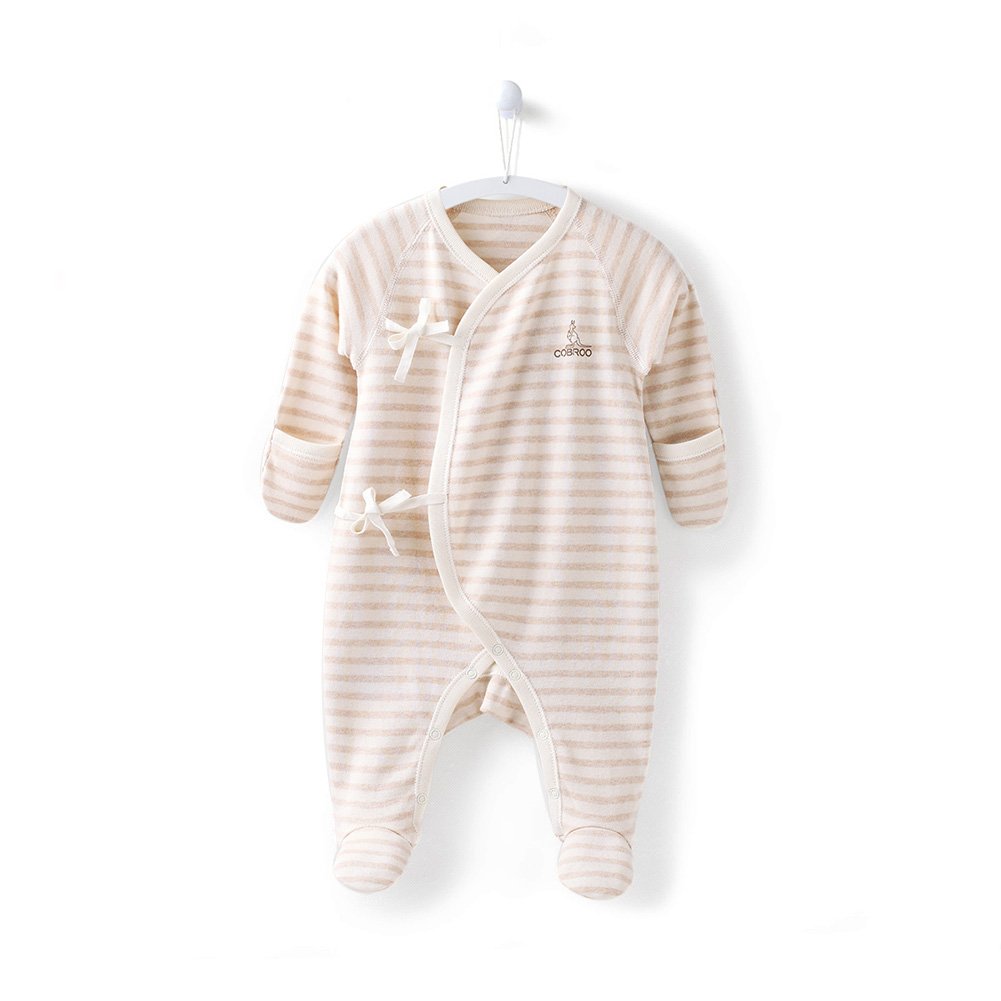 COBROO 100 Cotton Baby Footie Sleepers Pajamas with Mitten Cuffs Long