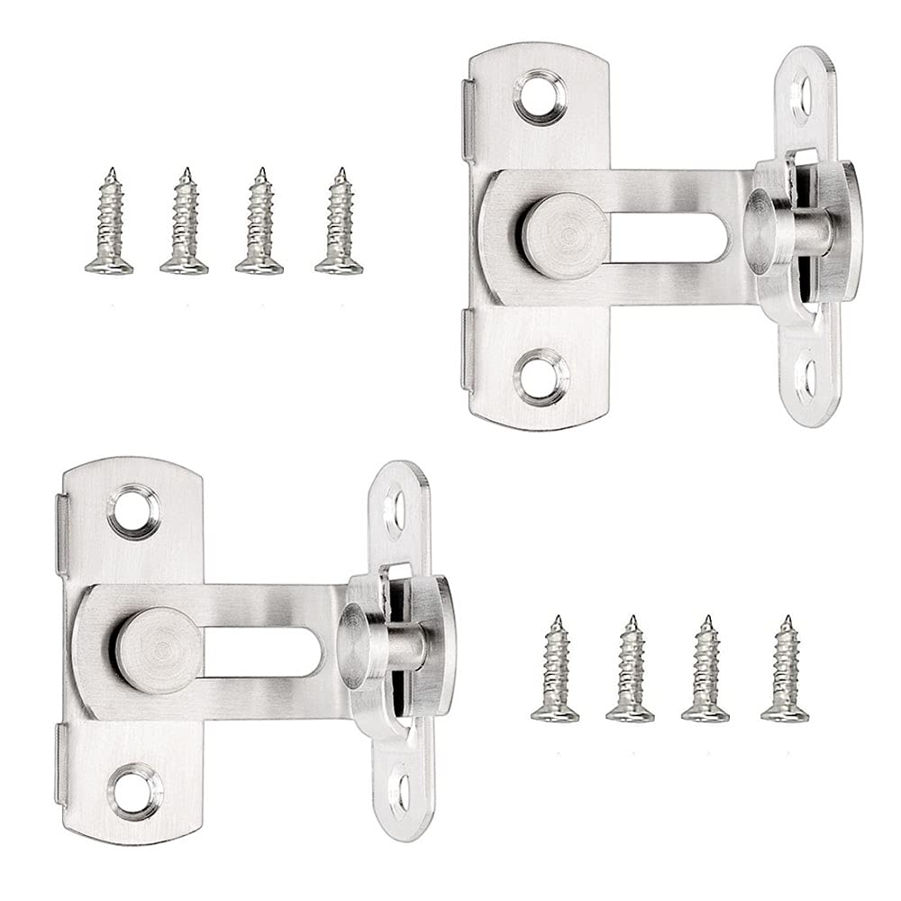 Dtoterul Stainless Steel Door Lock 2 Pieces Stainless Steel Door Bolt Stainless Steel Right Angle Door Fitting Door Bolt 90 Degree Angle with Screws Door Latch for Window Furniture Door Lock