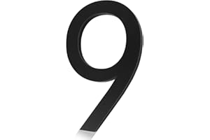 REAVOR Self-adhesive House Number Acrylic 5 Inch Modern House Numbers for Outside Black Mailbox Numbers 0 (Black Number 9)
