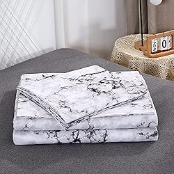 Mengersi Marble Sheet Set - White Gray Black Marble