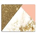 Wknoon Extended Rectangle Gaming Mouse Pad Personalized Custom Design,Pink Gold Glitter and White Marble Texture,Non-slip Thick Rubber Large Mousepad