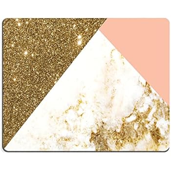 Wknoon Extended Rectangle Gaming Mouse Pad Personalized Custom Design,Pink Gold Glitter and White Marble Texture,Non-slip Thick Rubber Large Mousepad