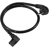 2FT 90Degree Computer Power Cord - Flat Plug to Right Angle IEC C13 Power Cord,Universal PC Power Supply Cord, 16AWG, Black C13 3 Prong Angled AC Cord for PC Monitor/TV