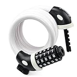 Go Pal L01 Bike Lock 4 Feet Basic Self Coiling Bicycle Cable Lock 5 Digit Combination Lock Core with Complimentary Mounting Bracket