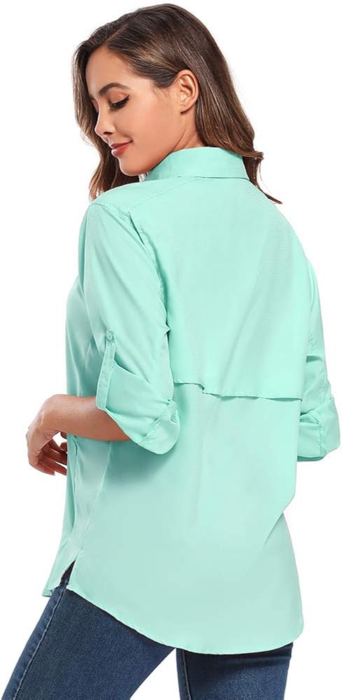 Jessie Kidden Women's Quick Dry Sun UV Protection Convertible Long Sleeve Shirts for Hiking Camping Fishing Sailing : Clothing