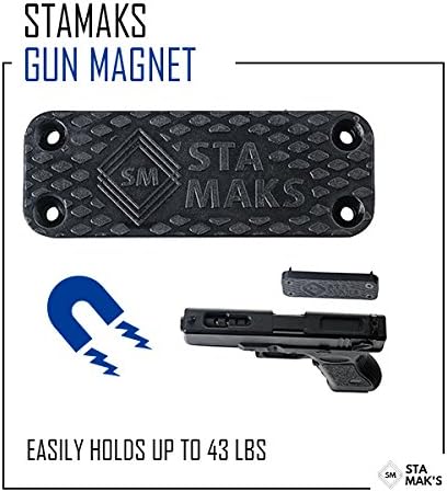 Stamaks Magnetic Gun Mount & Holster For Vehicle And Home - Rubber Coated 43Lbs Safe Storage and Quick Access to Firearm Concealed Holder For Handgun Rifle Shotgun Pistol Revolver Truck Car Wall