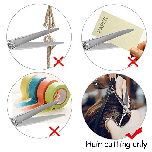 Sunta Hair Cutting Scissors Thinning Shears Professional Barber Salon Razor Edge Tools Set - 6'' Stainless Steel Mustache Scissors and Barber Scissors for Personal and Professional Use - Thumbnail 6