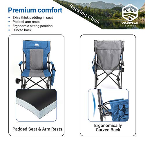 Coastrail Outdoor Folding Rocking Chair with Detachable Rockers 2 in 1