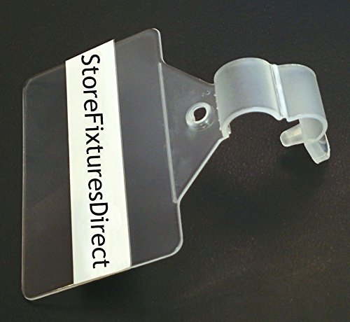 Wire Basket Label Holders, Plastic Clip On Sign Holder fits Wire Racks & Baskets Up To 3/8" Diameter - 2" x 1.25" - 50 Pieces