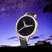 Quartz Watch Womens Waterproof Lady Watch Wrist Watch Creative Starlight Dial Birthday Gift with Genuine Leather Band