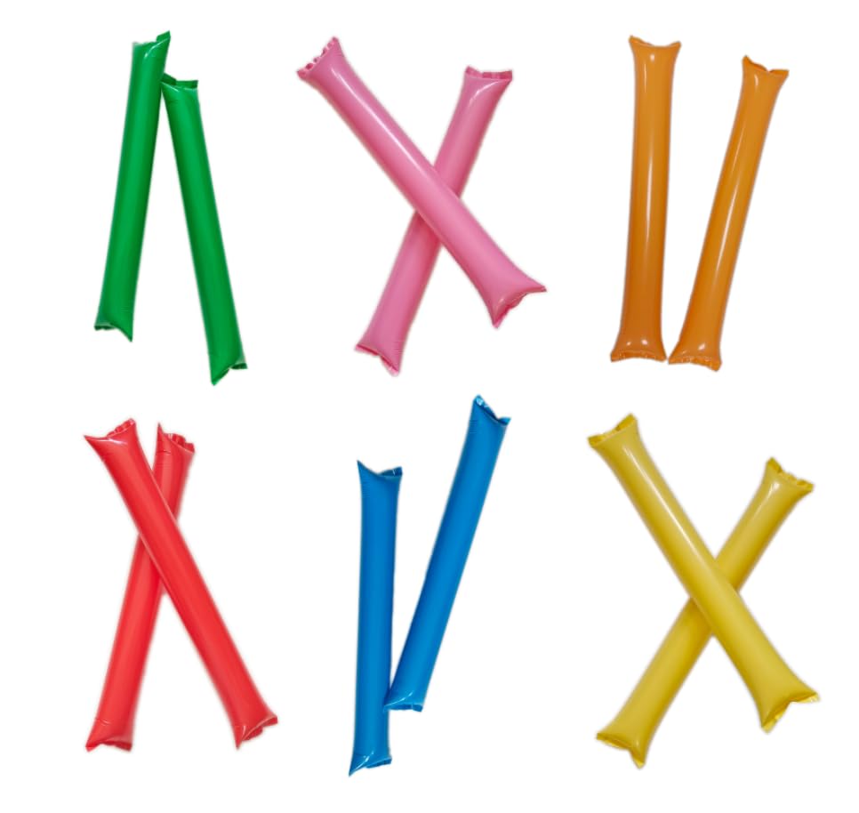 Pack of 30 Pairs of Plastic Loud Inflatable Clappers Party Supplies Cheer Sticks Ideal for Football, Parties, Birthdays, Communion (60, Multicolor)