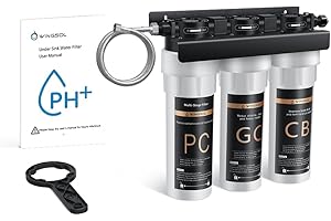 WINGSOL WINGSOL Under Sink Alkaline Water Filter, 9-Layer Water Filter System Reduces Heavy Metals, Chlorine, Sediment, Improves pH and Taste, Remineralization, NSF Certified Sink