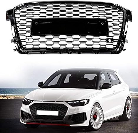 Amazon オートレースグリル 黒い車のフロントバンパーグリルグリルフィット感のためのアウディrs1 15 16 17 18カーアクセサリーフロント腎臓グリル ステッカー デカール 車 バイク