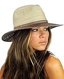 NYFASHION101 Multicolor Weaved Band Matching Brim Panama Fedora Sun Hat - Brown