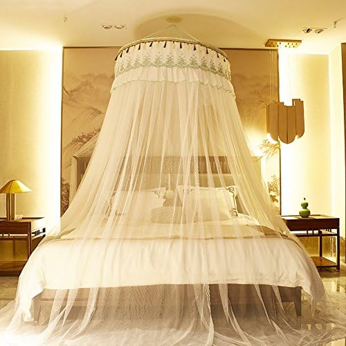 WENZHANG Children's ceiling nets Round fly screen Dome ceiling Round princess style sweet girls mosquito net for single anti mosquito bites-A Queen2