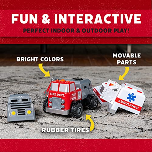 BuildATruck Fire and Rescue Toy Play Set, 6 Pieces