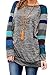 HARHAY Women's Cotton Knitted Long Sleeve Lightweight Tunic Sweatshirt Tops Blue M/US6-8