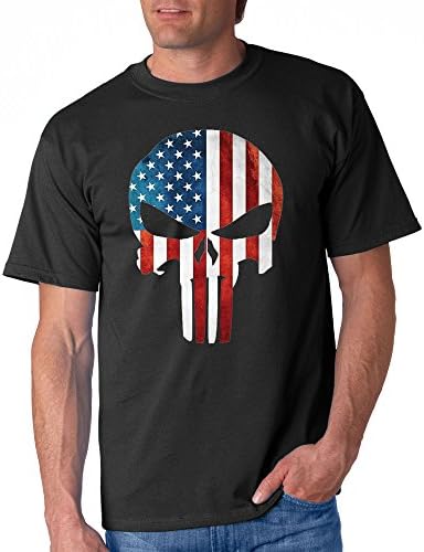 ProWing Men's Color Punisher Tshirt Live Matter Skull Tee American Flag T-Shirt 3X-Large Black