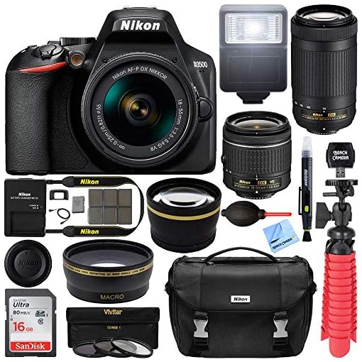 Renewed Nikon D3500 24 2mp Dslr Digital Camera With Af P 18 55mm Vr Lens 70 300mm Twin Zoom Lens Package 15 With 16gb Accent Bundle Travelalllines