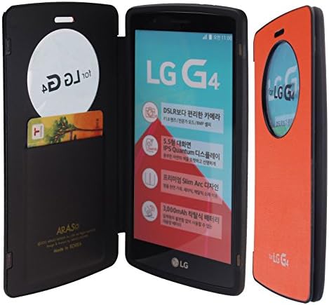 LG G4 Case, Window Open View Bumper Case G4 PU Leather Flip Cover Magnetic closure Anti Shock For LG G4 (Orange)