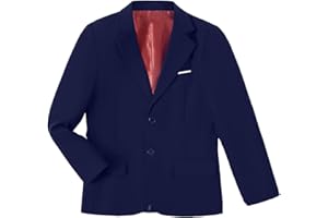 HUEZOE Boys Formal Suit Blazer Two-Button Jacket Coat for Kids School