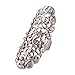 TOOPOOT® Charm Rhinestone Full Finger Knuckle Hollow Out Ring (Silver)