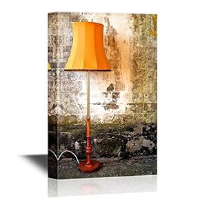 Canvas Wall Art - Orange Lamp on Rustic Wall Background - Gallery Wrap Modern Home Art | Ready to Hang - 12x18 inches