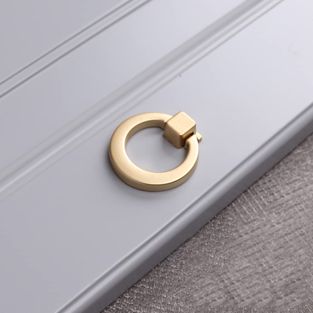 Myxekllo 4 Pcs Brushed Gold Cabinet Ring Pulls, Brass Furniture Drawer Pulls Hardware Cabinet Ring Kitchen Drawer Handles Rings