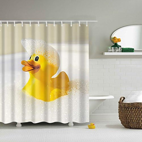 Shower Curtain,Zhizhen Polyester waterproof Bath Curtain for bathroom (Yellow Duck pattern)