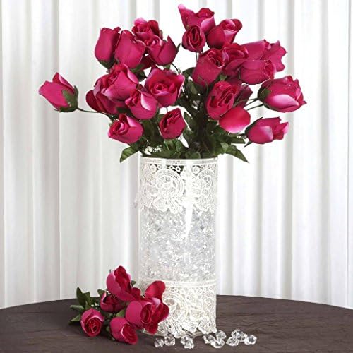 Artificial Velvet Rose Buds Wedding Fushia X1 Vase centerpiece decor