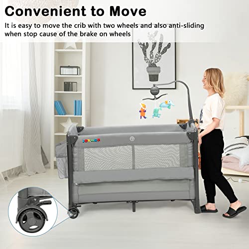JOYMOR Baby Bedside Sleeper, Extra Large Bed Side Pack n Play