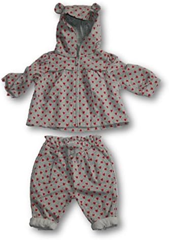 Baby Gap Infant Girls Heart Print Zip Bear Hoodie Sweatshirt & Terry Pants Gray/Red (3-6 Months)