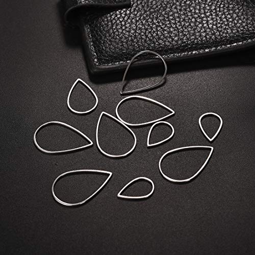 LANBEIDE 60 Pieces Earring Frames for Jewelry Making, Open Bezels Geometric Charms with 3 Size Stainless Steel Hollow Frame Pendants Blank for Jewelry Findings Crafts (Teardrop)